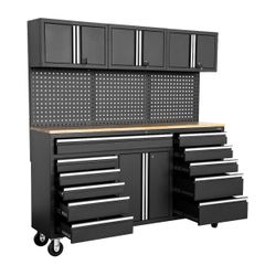 George Tools Budget mobile workbench 183 cm rubberwood black