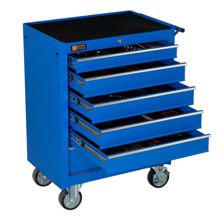 George Tools filled roller cabinet 6 drawers blue - 253 pieces
