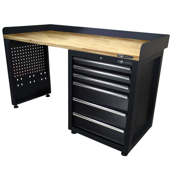 Kraftmeister workbench 6 drawers Oak 150 cm black