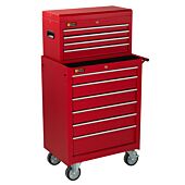 George Tools roller cabinet with tool chest 10 drawers red