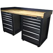 Kraftmeister workbench 12 drawers Oak 150 cm black