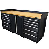 Kraftmeister workbench 12 drawers 2 doors MDF 200 cm black