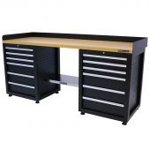 Kraftmeister workbench 12 drawers MDF 200 cm black