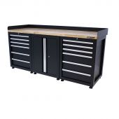 Kraftmeister workbench 12 drawers 2 doors Oak 200 cm black