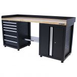 Kraftmeister workbench 6 drawers 2 doors Oak 200 cm black