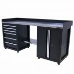 Kraftmeister workbench 6 drawers 2 doors Stainless Steel 200 cm black