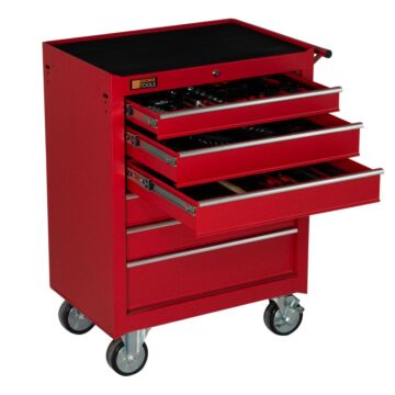 George Tools filled roller cabinet 6 drawers red - 144 pieces