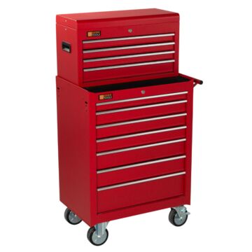 George Tools roller cabinet with tool chest 11 drawers red