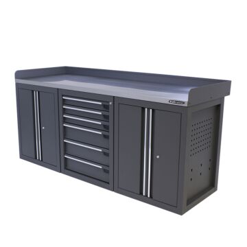 Kraftmeister workbench 6 drawers 4 doors Stainless Steel 200 cm grey