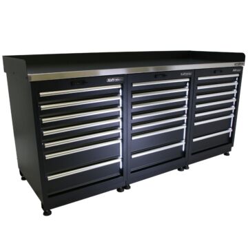 Kraftmeister Expert workbench 21 drawers stainless steel 200 cm black