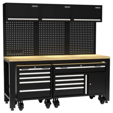 Kraftmeister Pro garage storage system with roller cabinets oak black