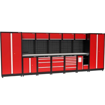 Kraftmeister Premium garage storage system Montreal stainless steel red
