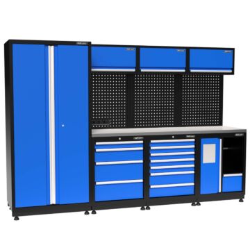 Kraftmeister Premium garage storage system Halifax stainless steel blue