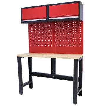 Kraftmeister Standard workbench with 2 wall cabinets plywood 136 cm red