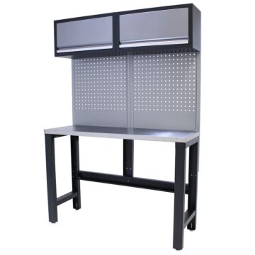 Kraftmeister Standard workbench with 2 wall cabinets stainless steel 136 cm grey