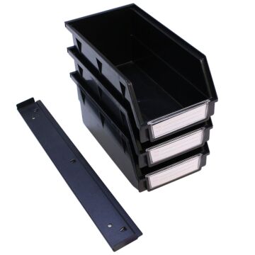Kraftmeister storage bin set 27 x 14 cm with holder black